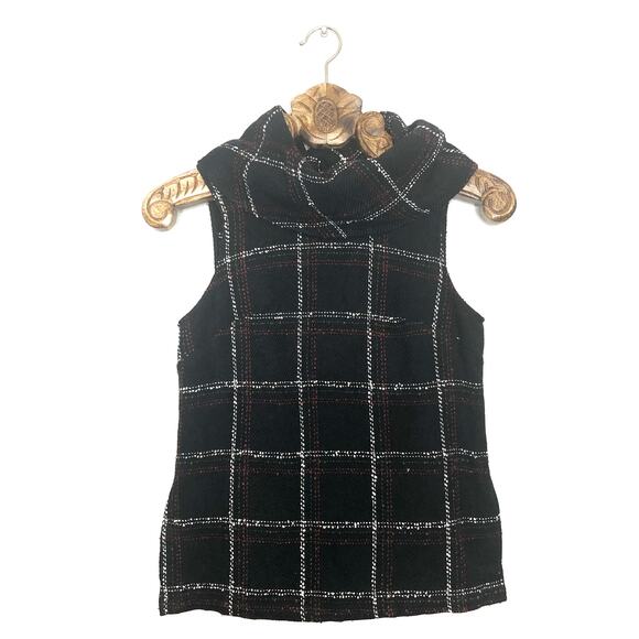 BCBGeneration Cowl Neck Plaid Sleeveless Top Back Keyhole Black xs - Picture 2 of 10
